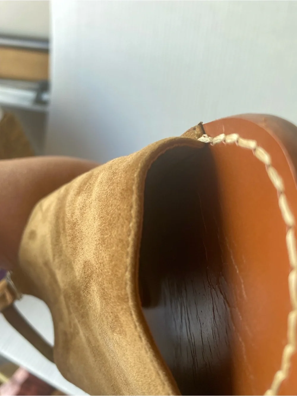 Tory Burch Tan Suede T‑Strap Open‑Toe Slingback Sandals with Gold Logo Accent